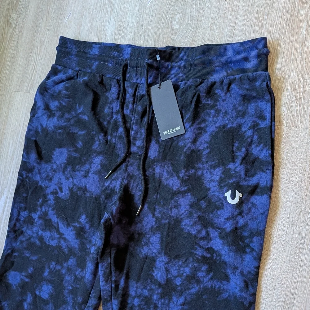 True Religion Joggers Men's Large Blue Ribbon Tie Dye NWT